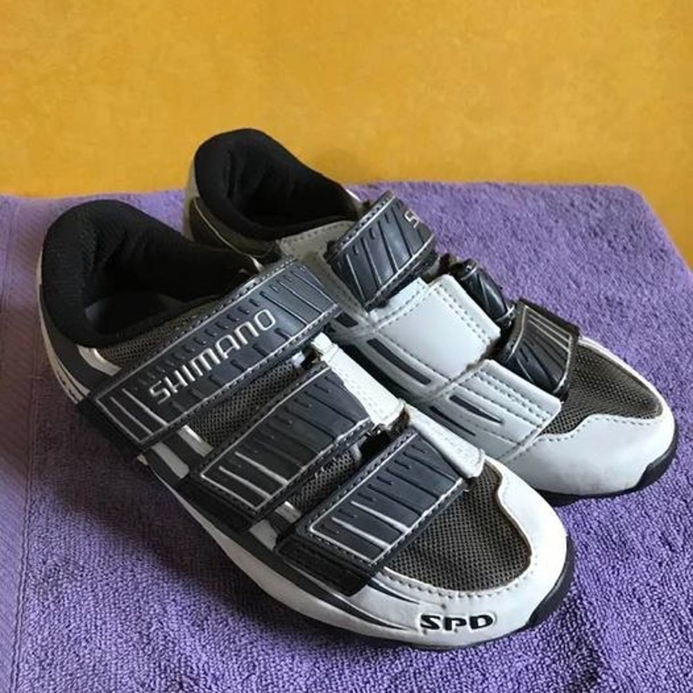 Shimano Mountain Biking 37 Shoes White Gray SHM121W SPD Cleats Mens 4.5 Womens 6